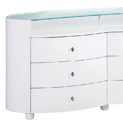 63" White Wood Six Drawer Double Dresser