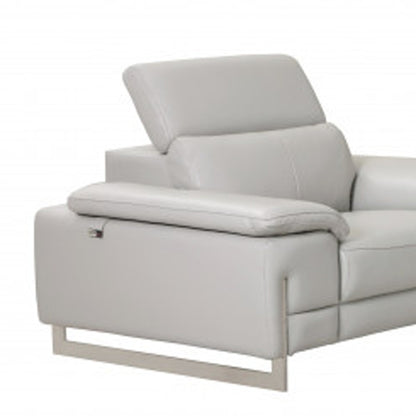 Three Piece Indoor Light Gray Italian Leather Six Person Seating Set