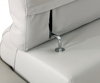 51" Gray And Silver Genuine Leather Chair and a Half