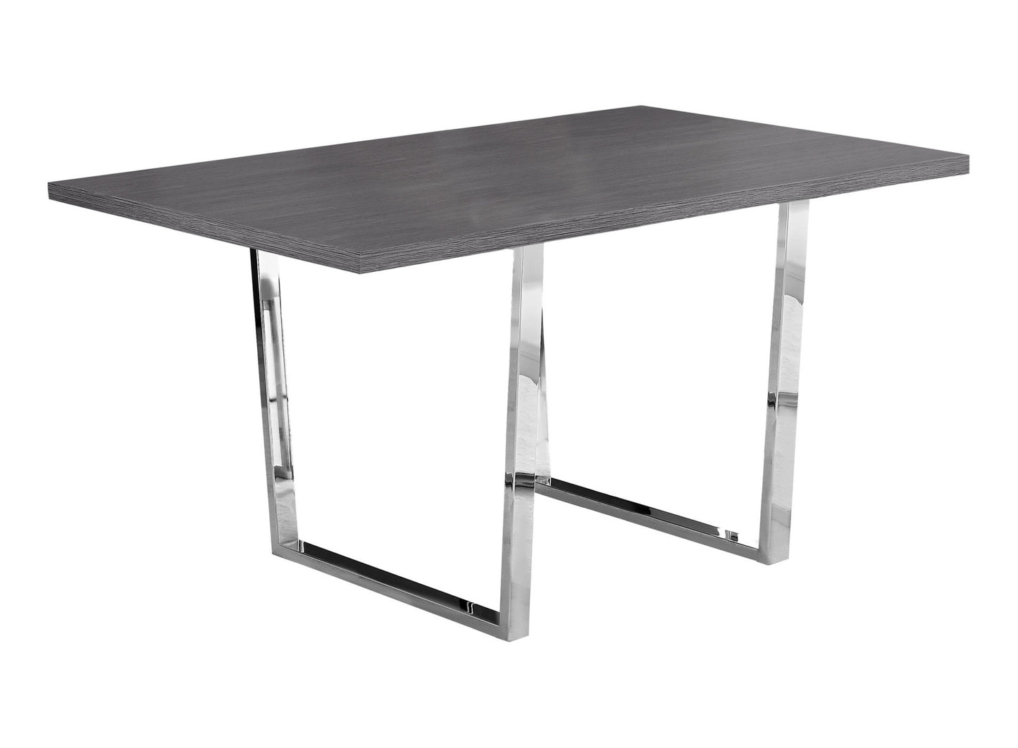 59" Taupe And Silver Metal Sled Base Dining Table