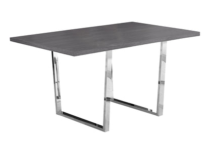 59" Taupe And Silver Metal Sled Base Dining Table