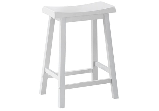 Set of Two 48" White Solid Wood Backless Bar Chairs