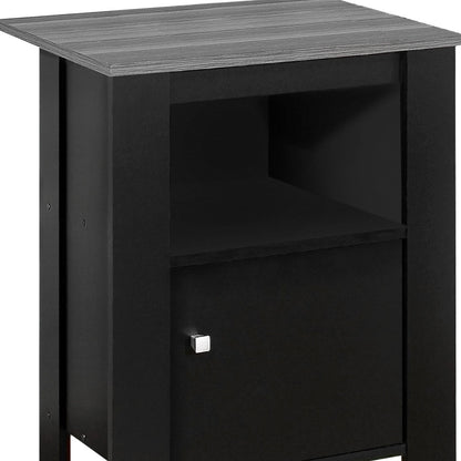 24" Black Wood Nightstand