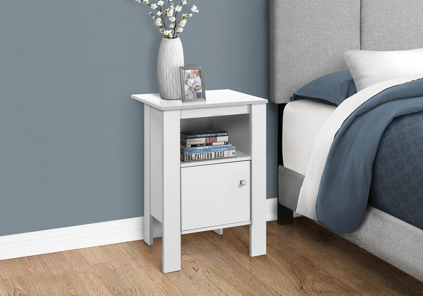 24" White Wood End Table With Shelf