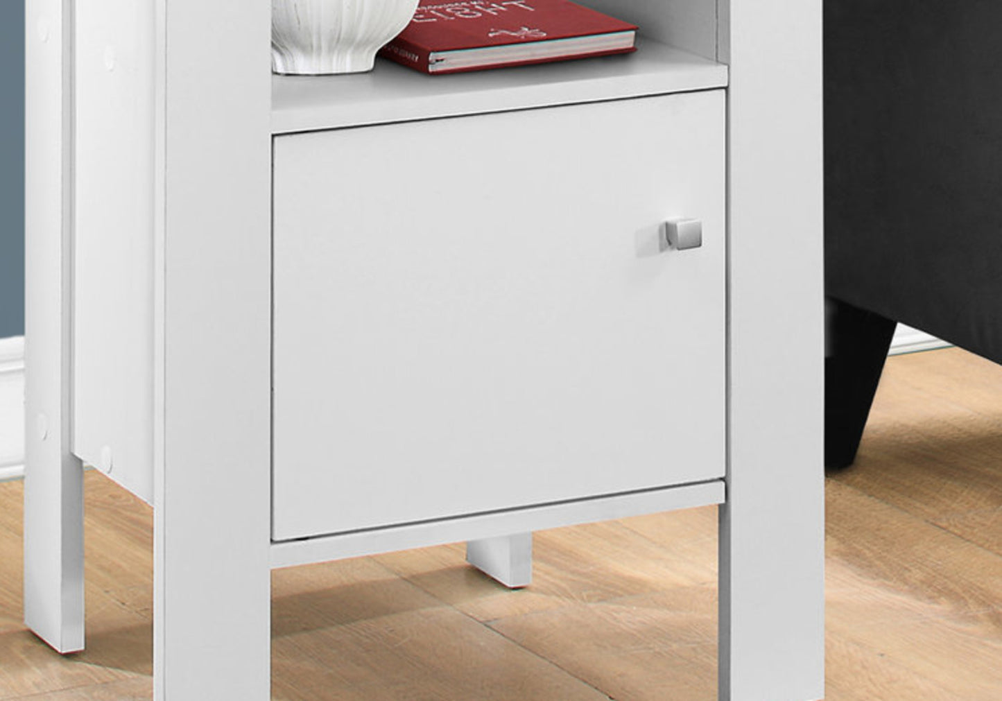 24" White Wood End Table With Shelf