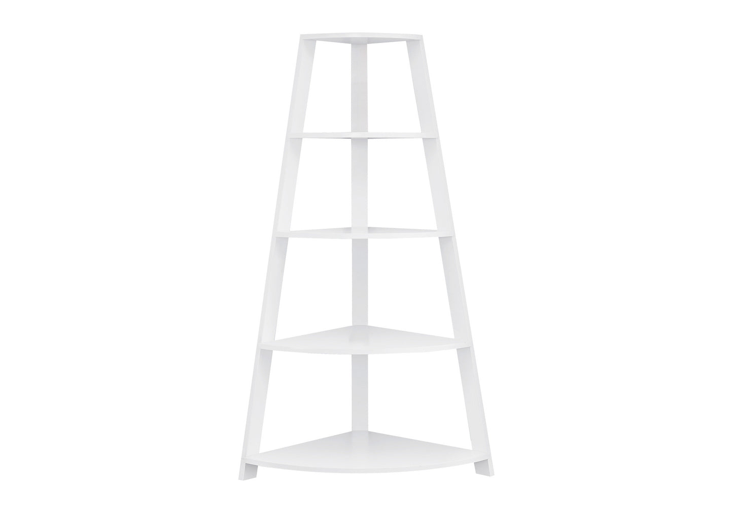White Wood Four Tier Corner Bookcase
