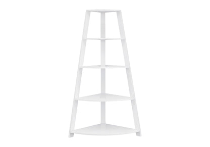White Wood Four Tier Corner Bookcase