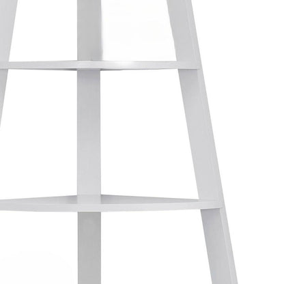 White Wood Four Tier Corner Bookcase