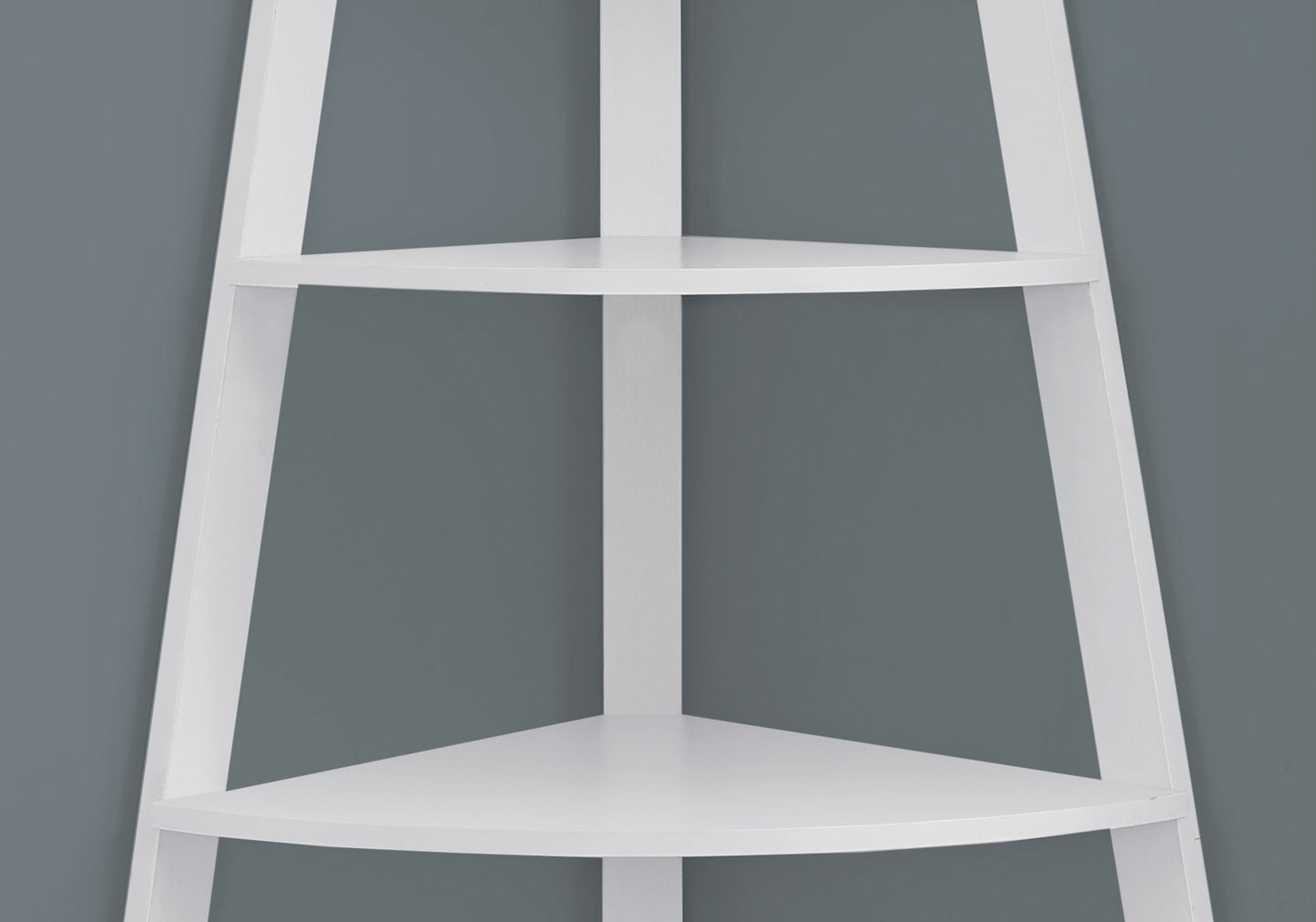 White Wood Four Tier Corner Bookcase