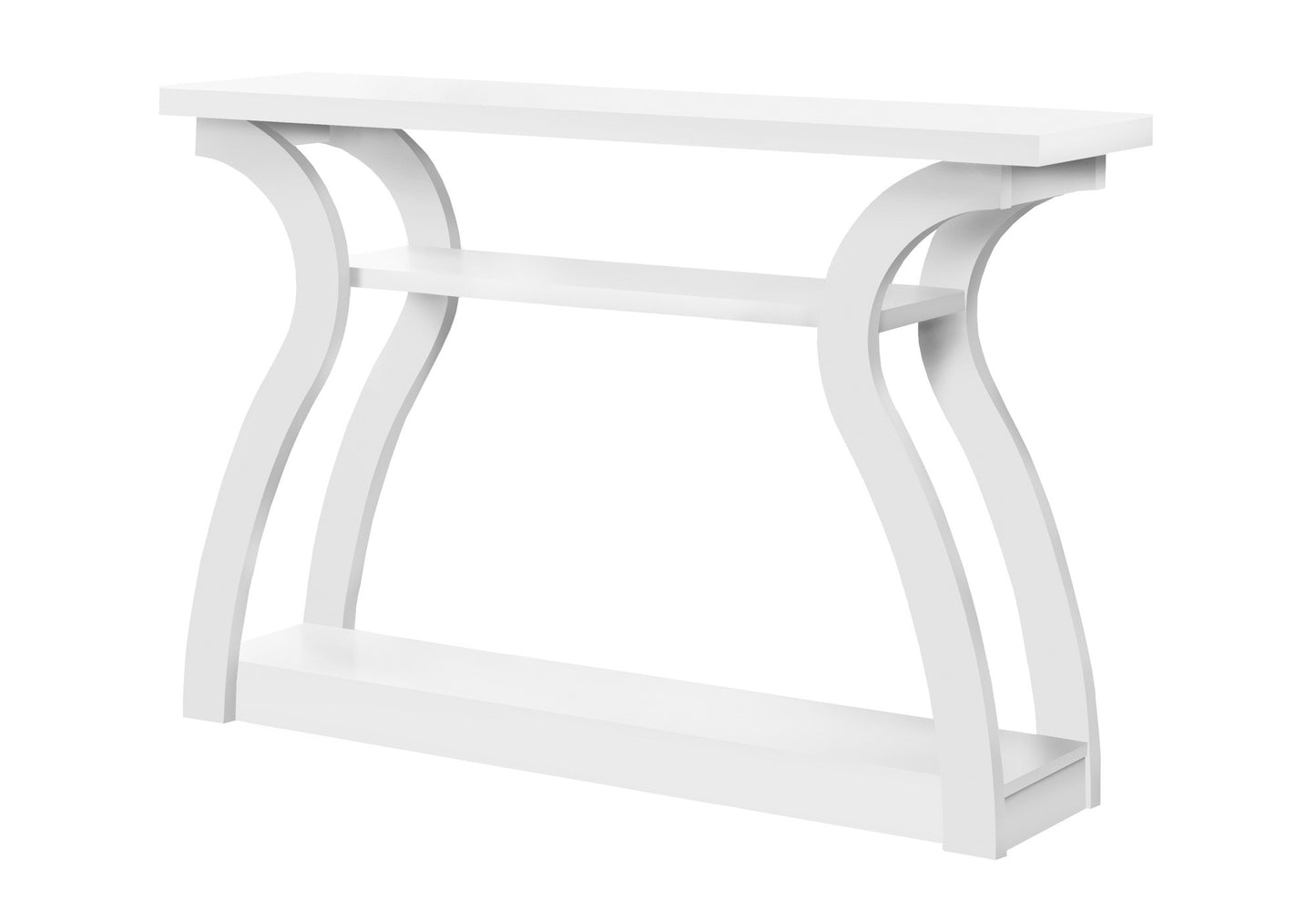 47" White Floor Shelf Console Table With Shelves