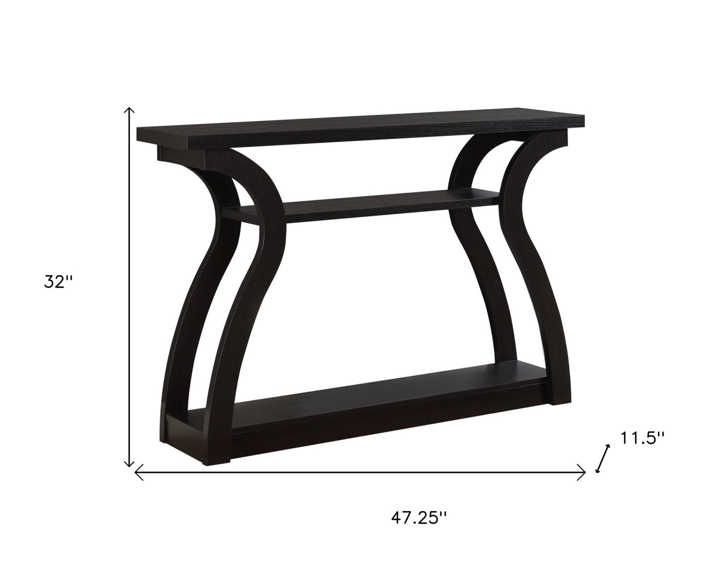 47" Espresso Floor Shelf Console Table With Storage