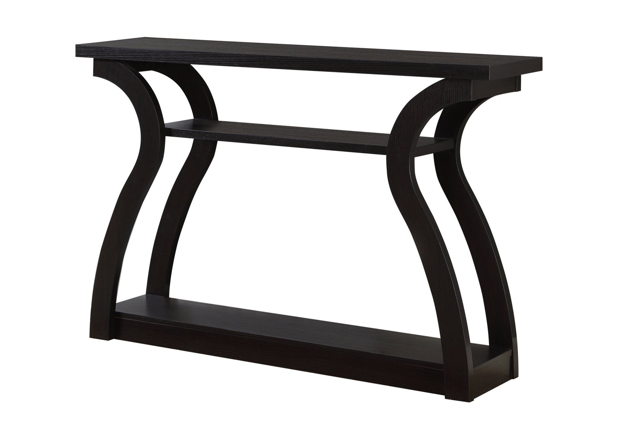 47" Espresso Floor Shelf Console Table With Storage