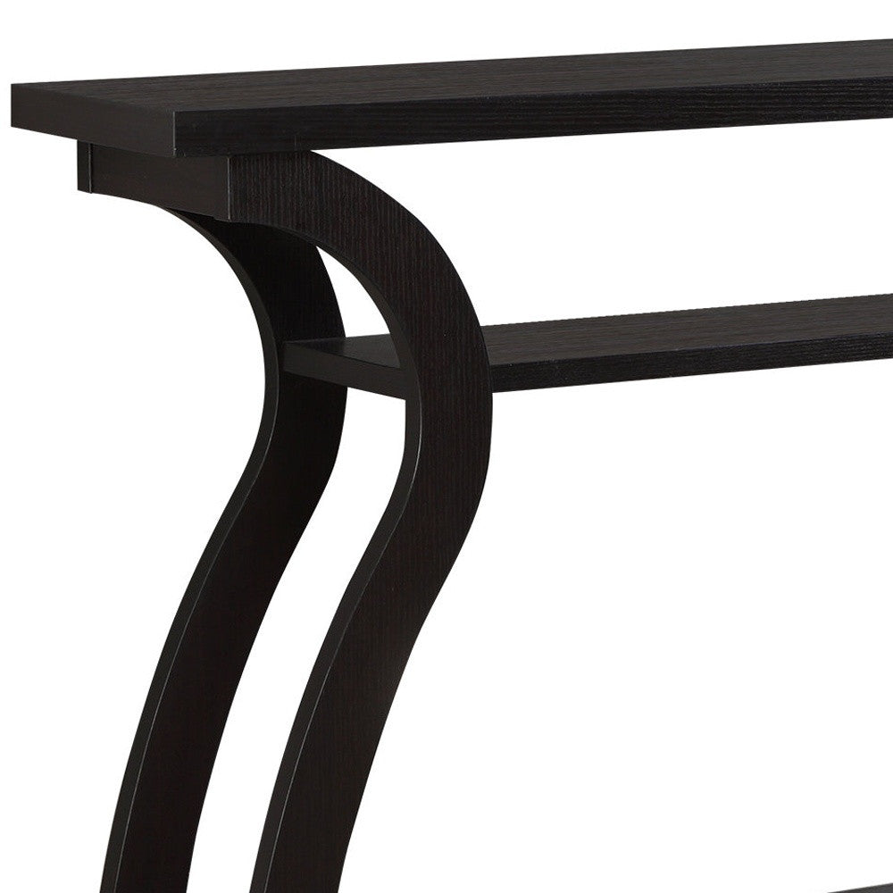 47" Espresso Floor Shelf Console Table With Storage