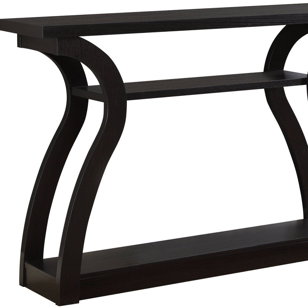 47" Espresso Floor Shelf Console Table With Storage