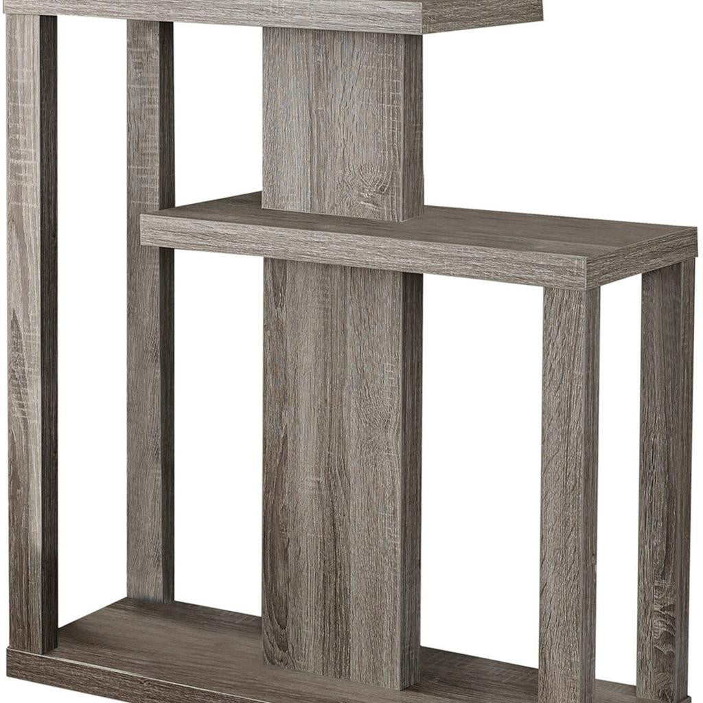 32" Taupe Free form Floor Shelf Console Table With Storage