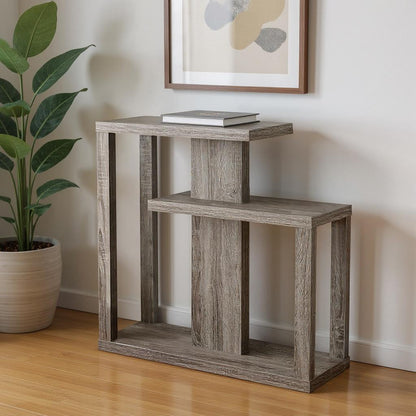 32" Taupe Free form Floor Shelf Console Table With Storage