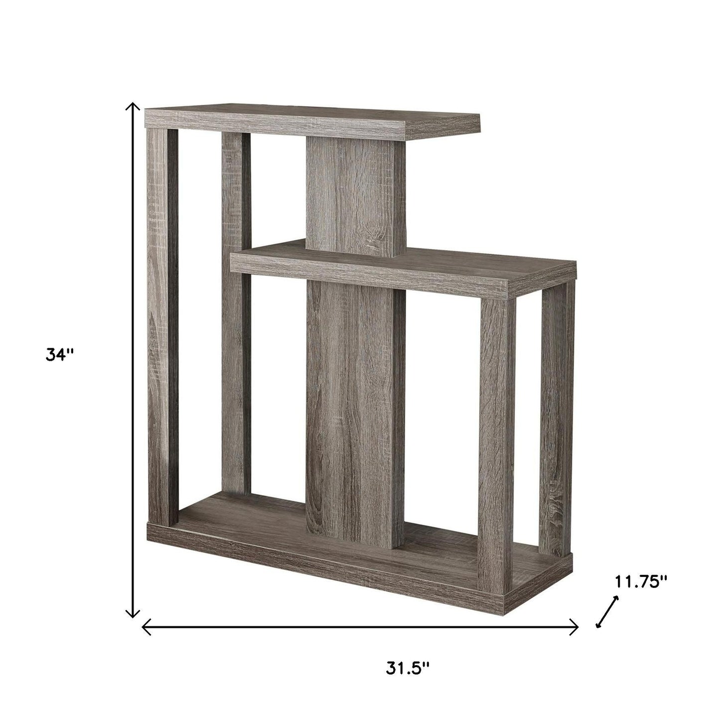 32" Taupe Free form Floor Shelf Console Table With Storage