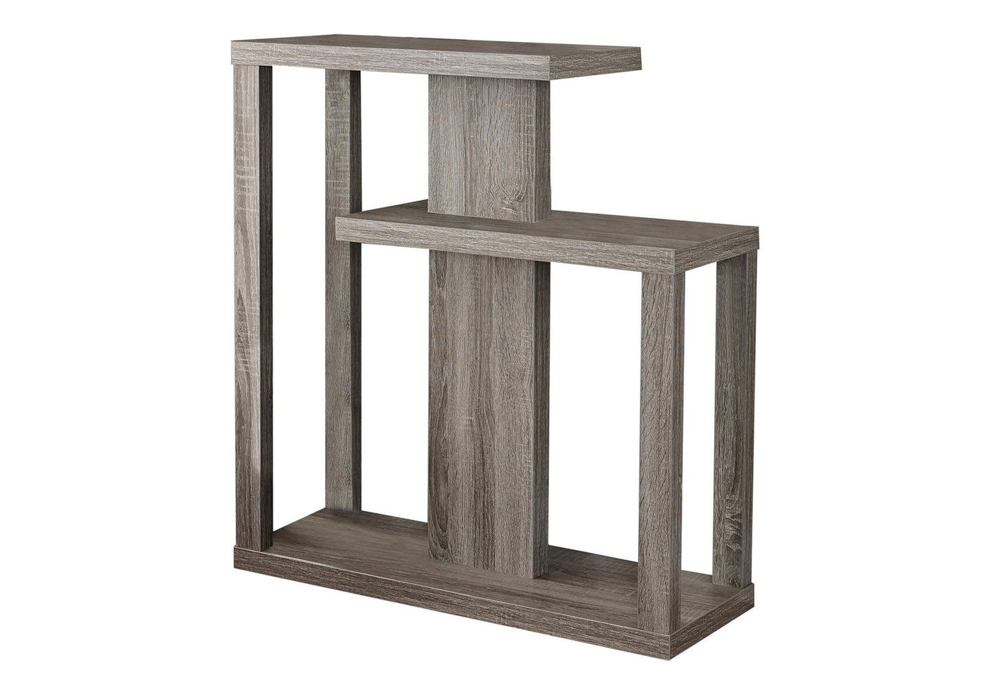 32" Taupe Free form Floor Shelf Console Table With Storage