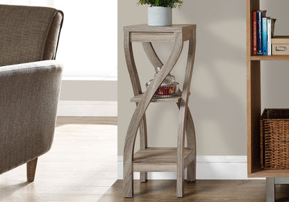 32" Deep Taupe Wood Square End Table With Two Shelves