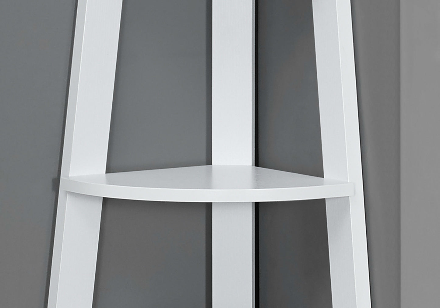 71" White Wood Five Tier Corner Bookcase