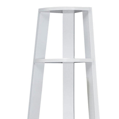 71" White Wood Five Tier Corner Bookcase