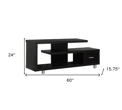 60" Dark Brown Cabinet Enclosed Storage TV Stand