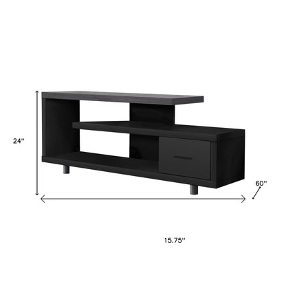 16" Black and Gray Open Shelving TV Stand