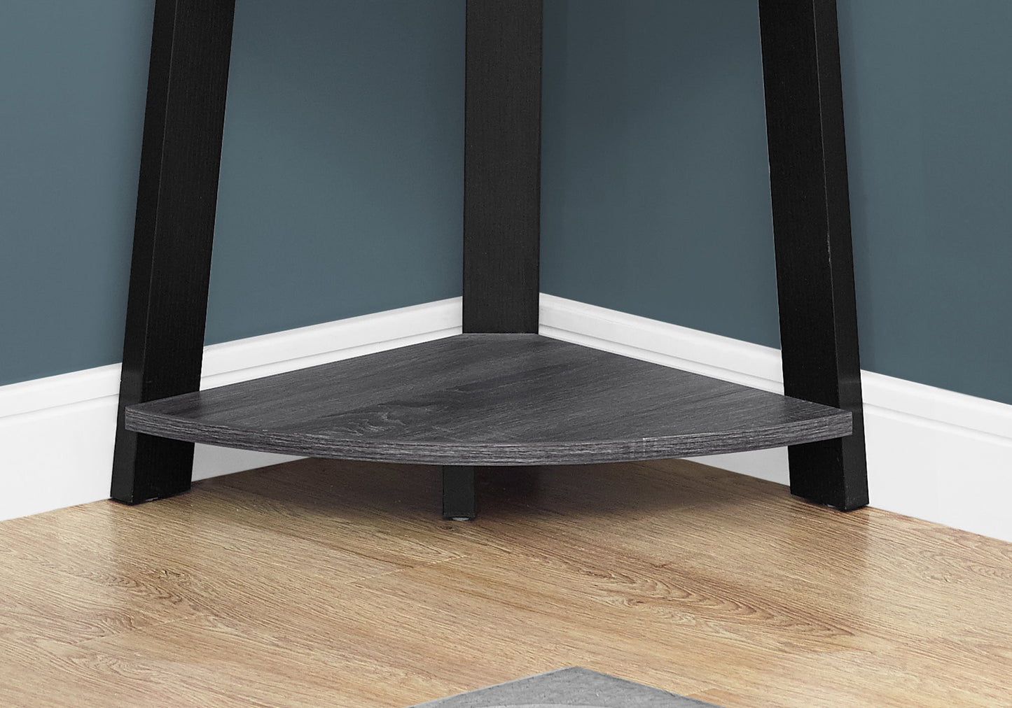71" Gray Wood Five Tier Corner Bookcase