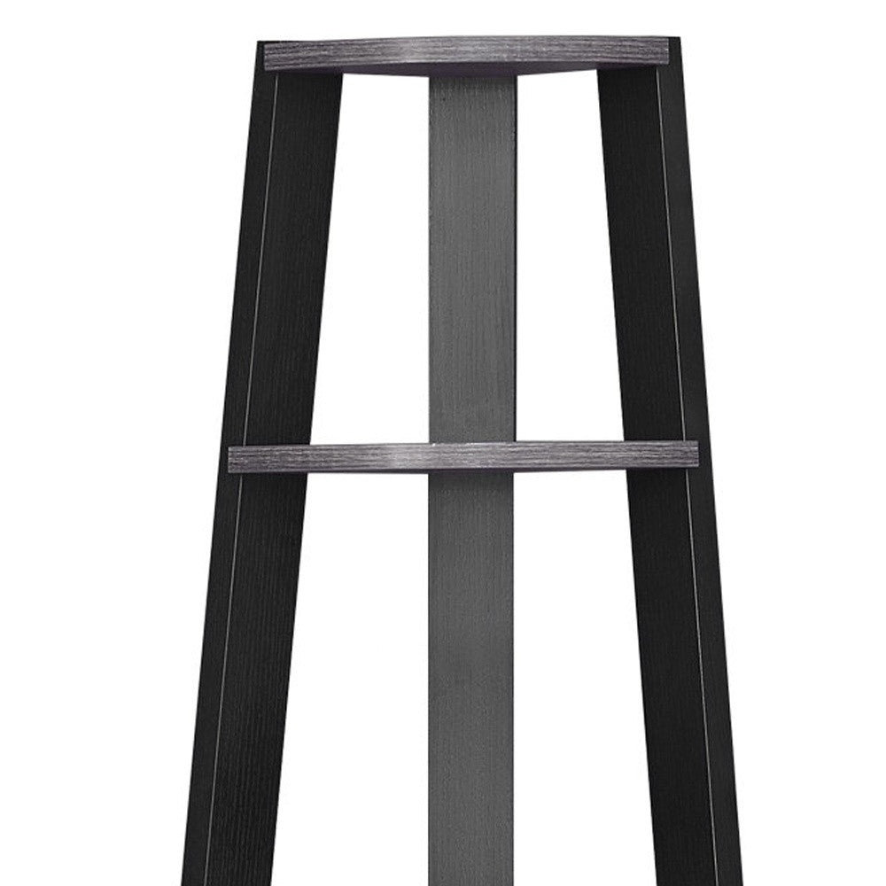 71" Gray Wood Five Tier Corner Bookcase