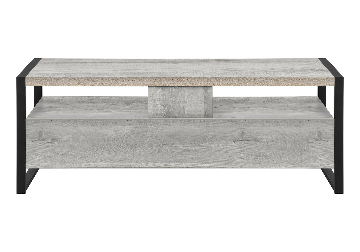 59" Black and Gray Cabinet Enclosed Storage TV Stand
