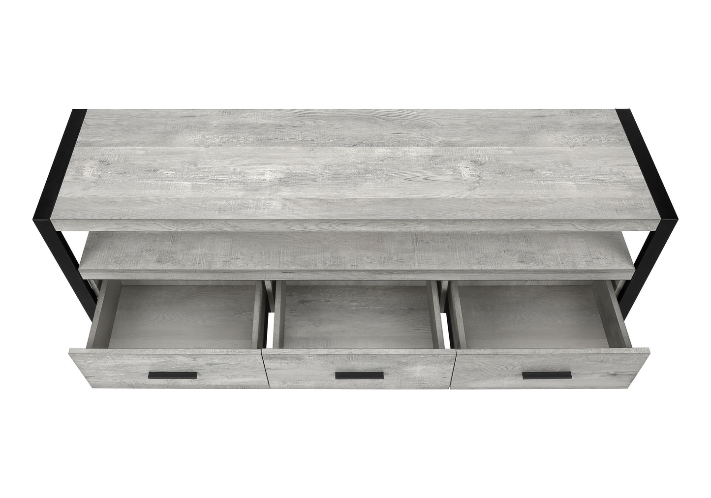 59" Black and Gray Cabinet Enclosed Storage TV Stand