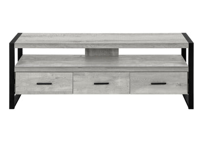 59" Black and Gray Cabinet Enclosed Storage TV Stand