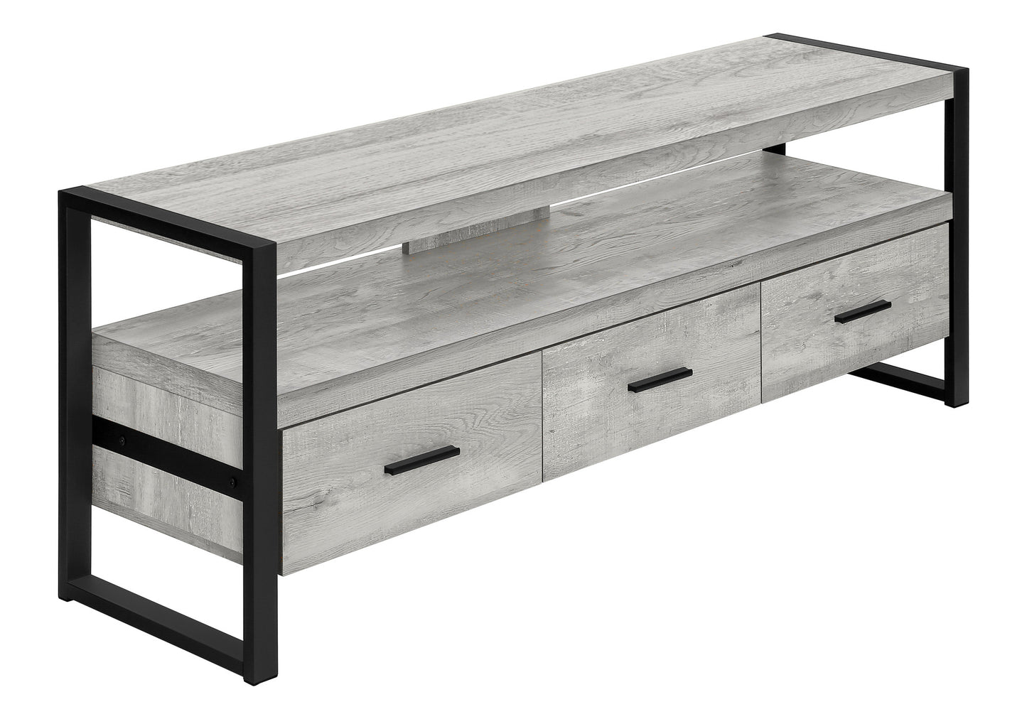 59" Black and Gray Cabinet Enclosed Storage TV Stand
