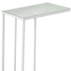 18.25" X 10.25" X 24" White Metal Tempered Glass Accent Table