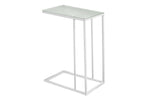 18.25" X 10.25" X 24" White Metal Tempered Glass Accent Table