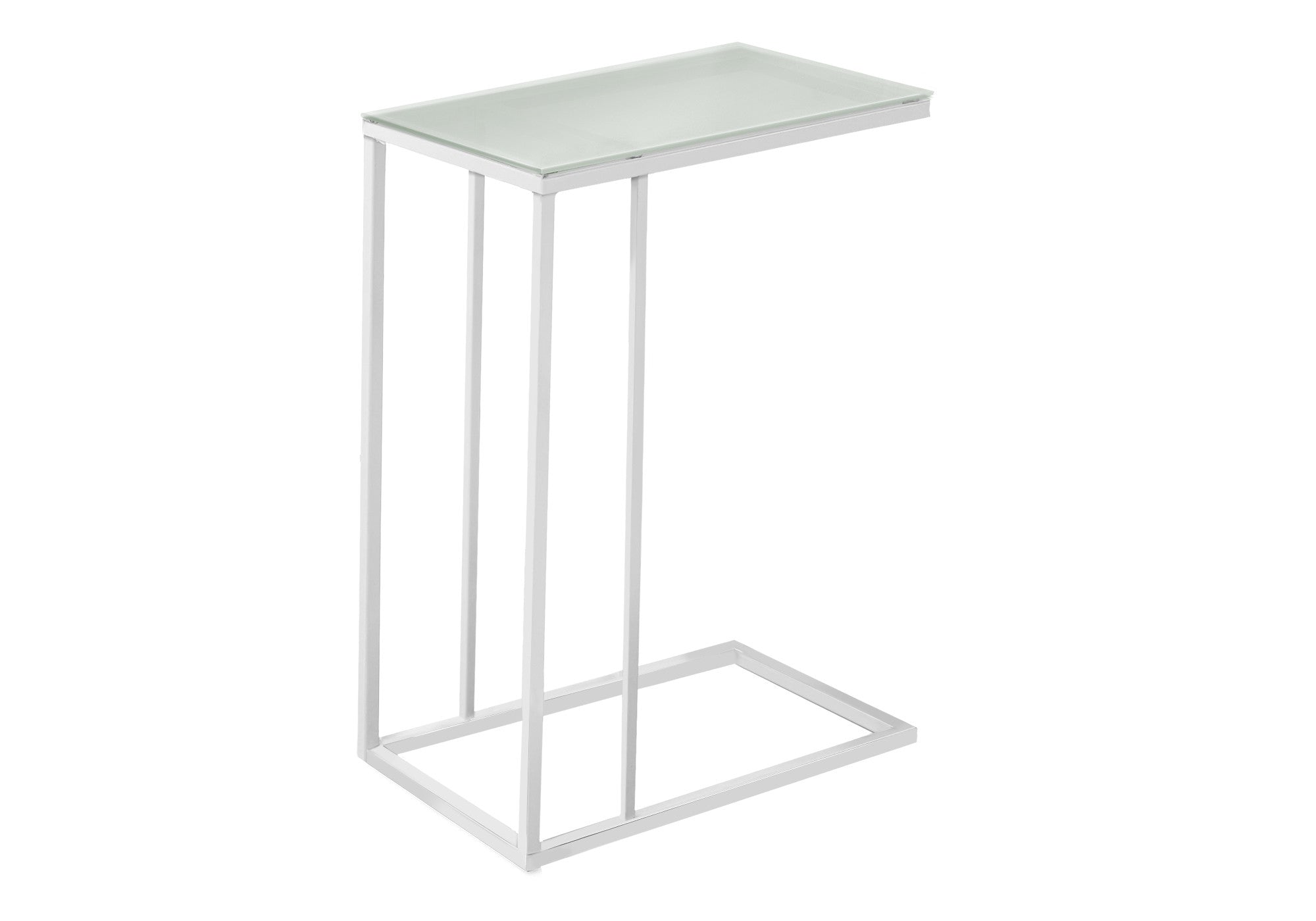 18.25" X 10.25" X 24" White Metal Tempered Glass Accent Table