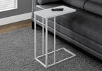 18.25" X 10.25" X 24" White Metal Tempered Glass Accent Table