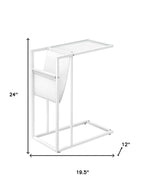 White Modern Metal And Glass Tv Table