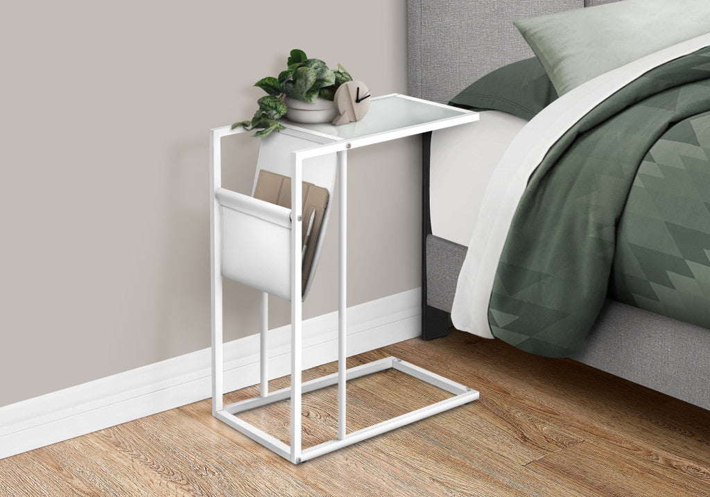 White Modern Metal And Glass Tv Table