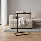 18.25" X 10.25" X 25.25" Cappuccino Particle Board Metal  Accent Table