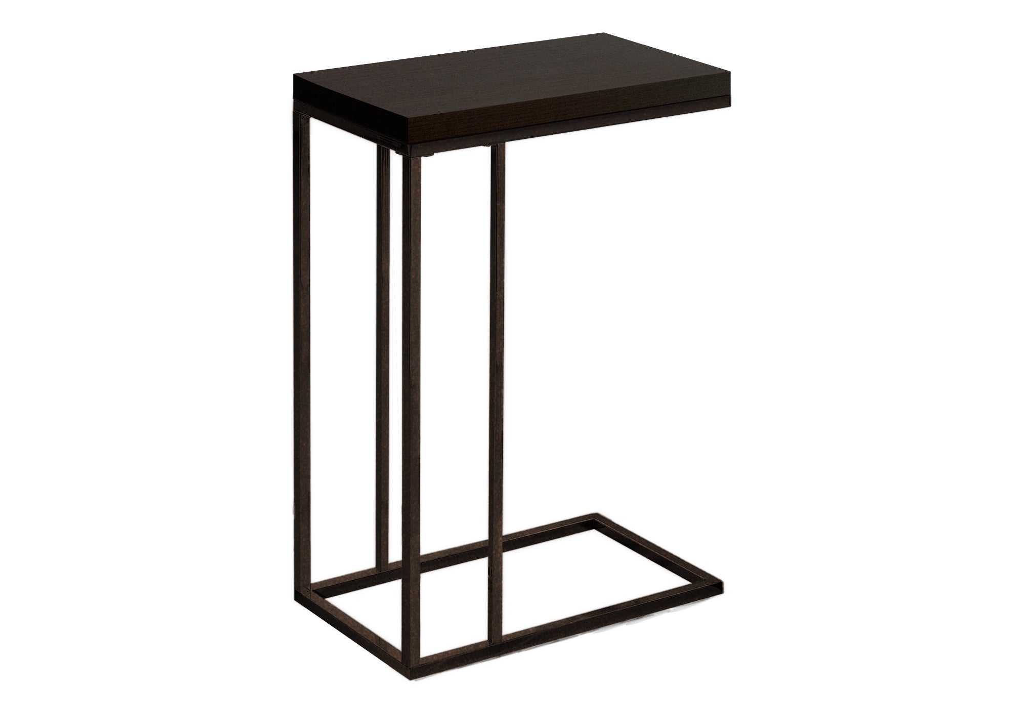 18.25" X 10.25" X 25.25" Cappuccino Particle Board Metal  Accent Table