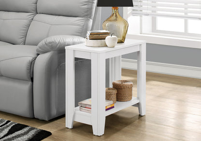 22" White Wood End Table With Shelf