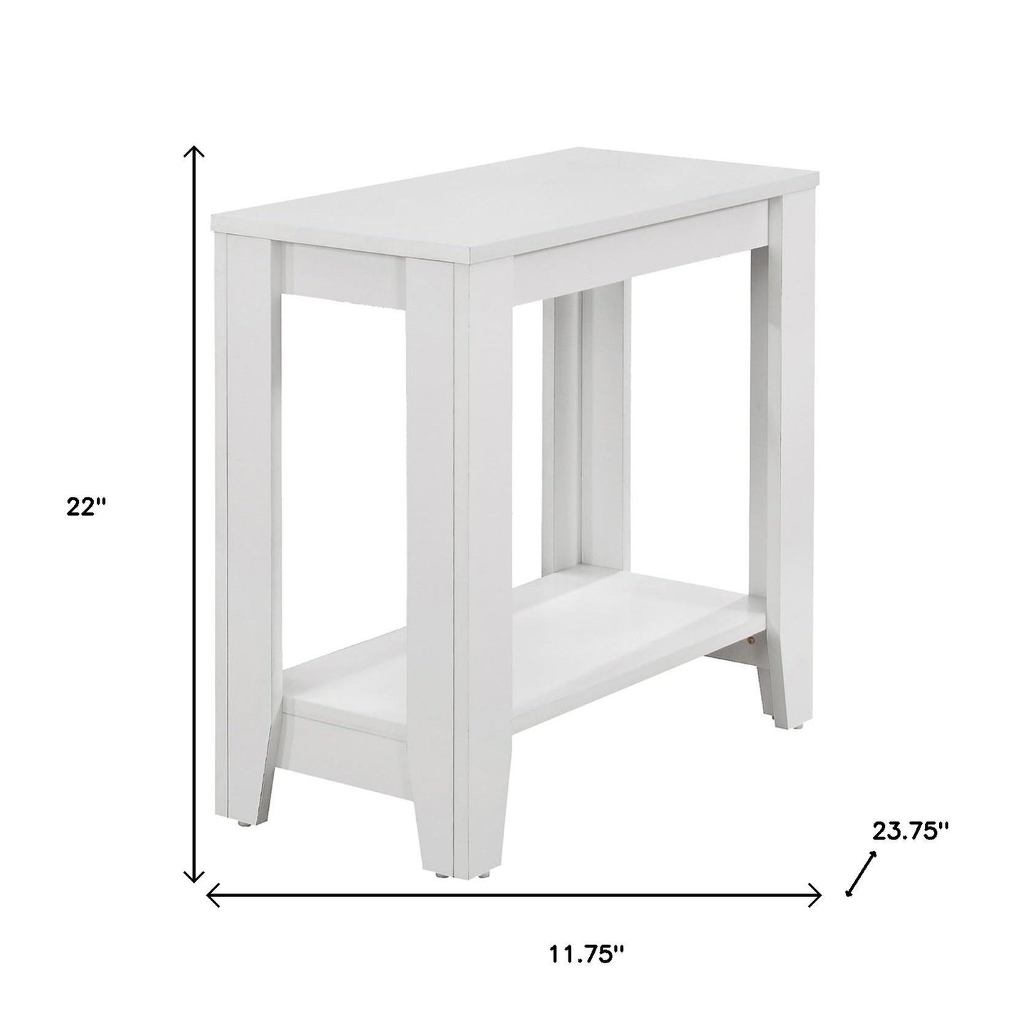 22" White Wood End Table With Shelf