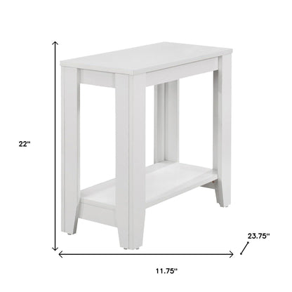 22" White Wood End Table With Shelf