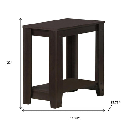 22" Dark Brown Wood End Table With Shelf
