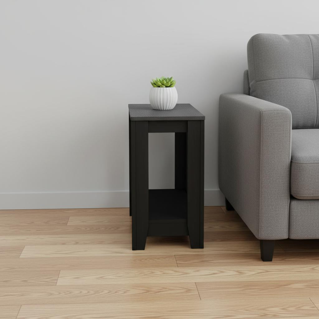 22" Black And Gray End Table With Shelf