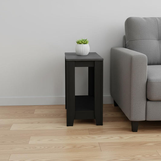 22" Black And Gray End Table With Shelf