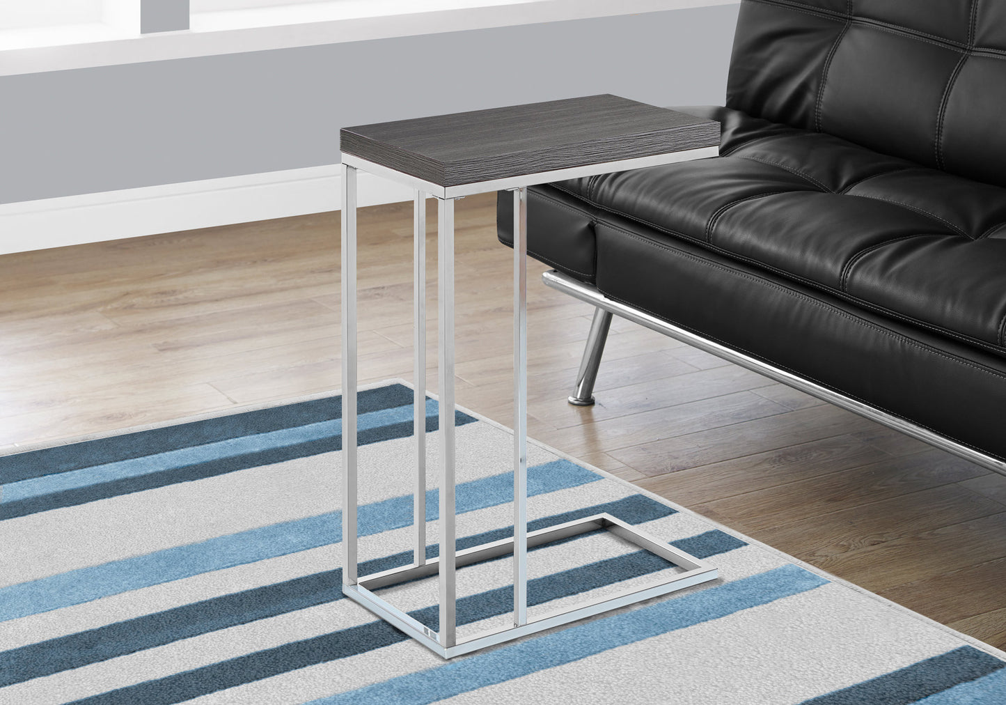 18.25" X 10.25" X 25.25" Grey Particle Board Metal  Accent Table
