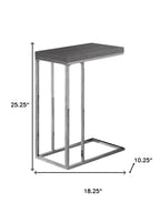 18.25" X 10.25" X 25.25" Grey Particle Board Metal  Accent Table