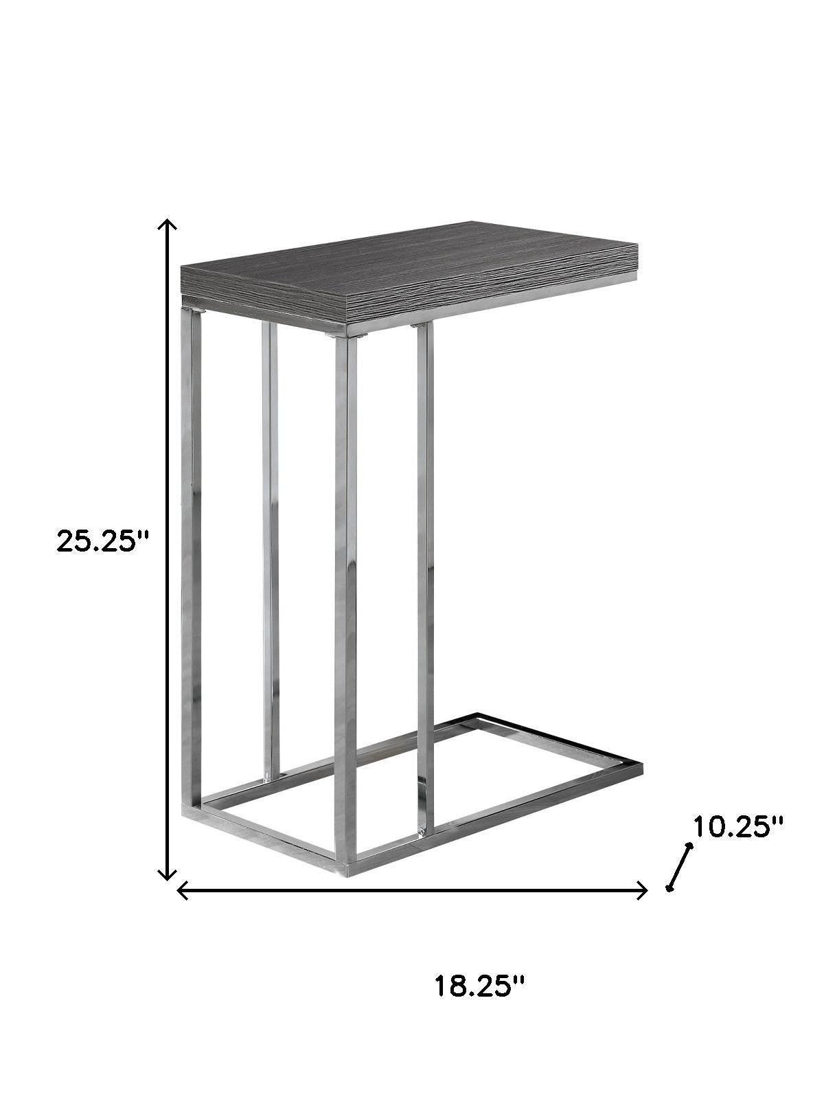 18.25" X 10.25" X 25.25" Grey Particle Board Metal  Accent Table